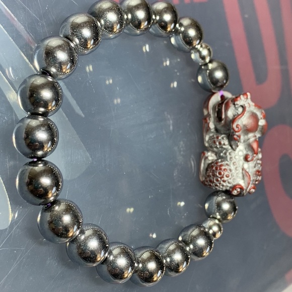 HEMATITE + CINNABAR NATURAL BRACELET size 7” - Picture 5 of 12